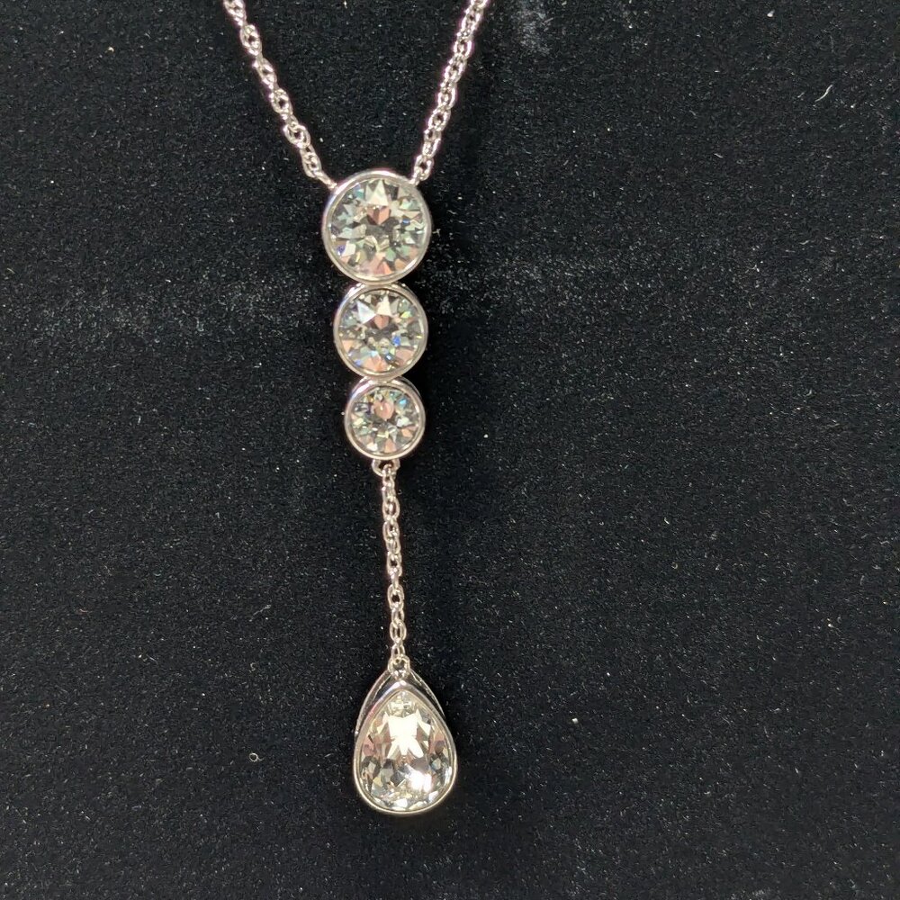 Rhinestone Dangle Pendant Necklace Minimalist Preppy Bridal Party Wedding